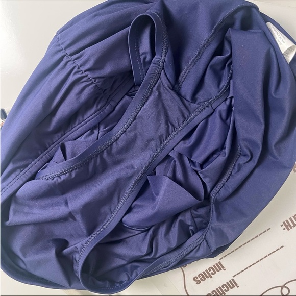 La Blanca Island Goddess Ruffle Bikini Bottom Shorts Skirt Sz 16 NWT Indigo Blue - Picture 5 of 8